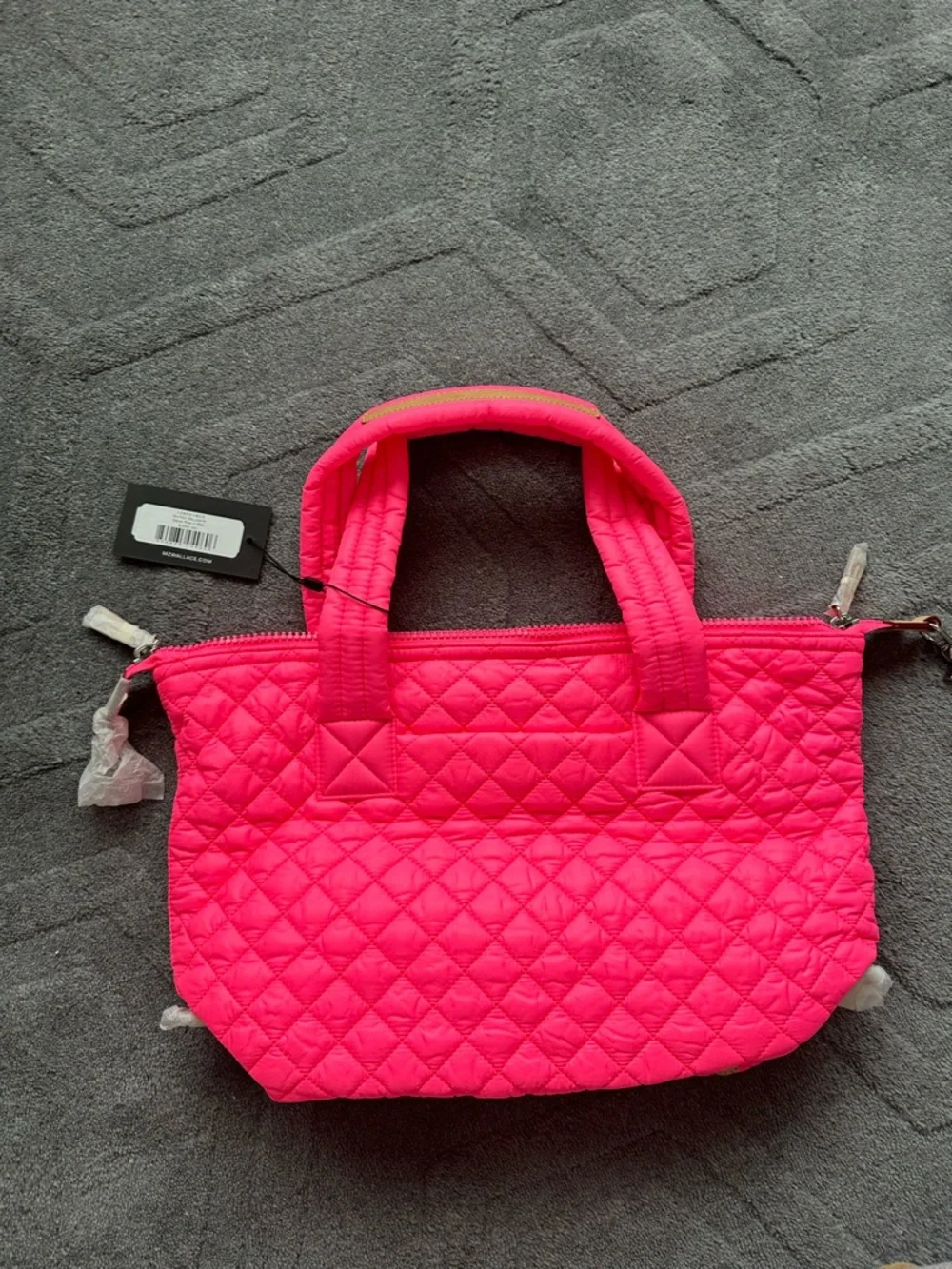 MZ Wallace Quilted Mini Tote in Neon Pink - Picture 2 of 5